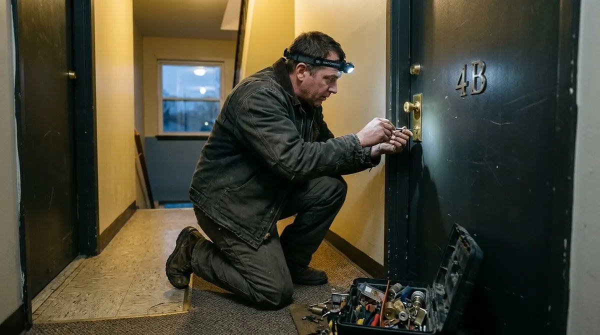 Cerrajero de Clauteck abriendo la puerta de una vivienda en Gavà